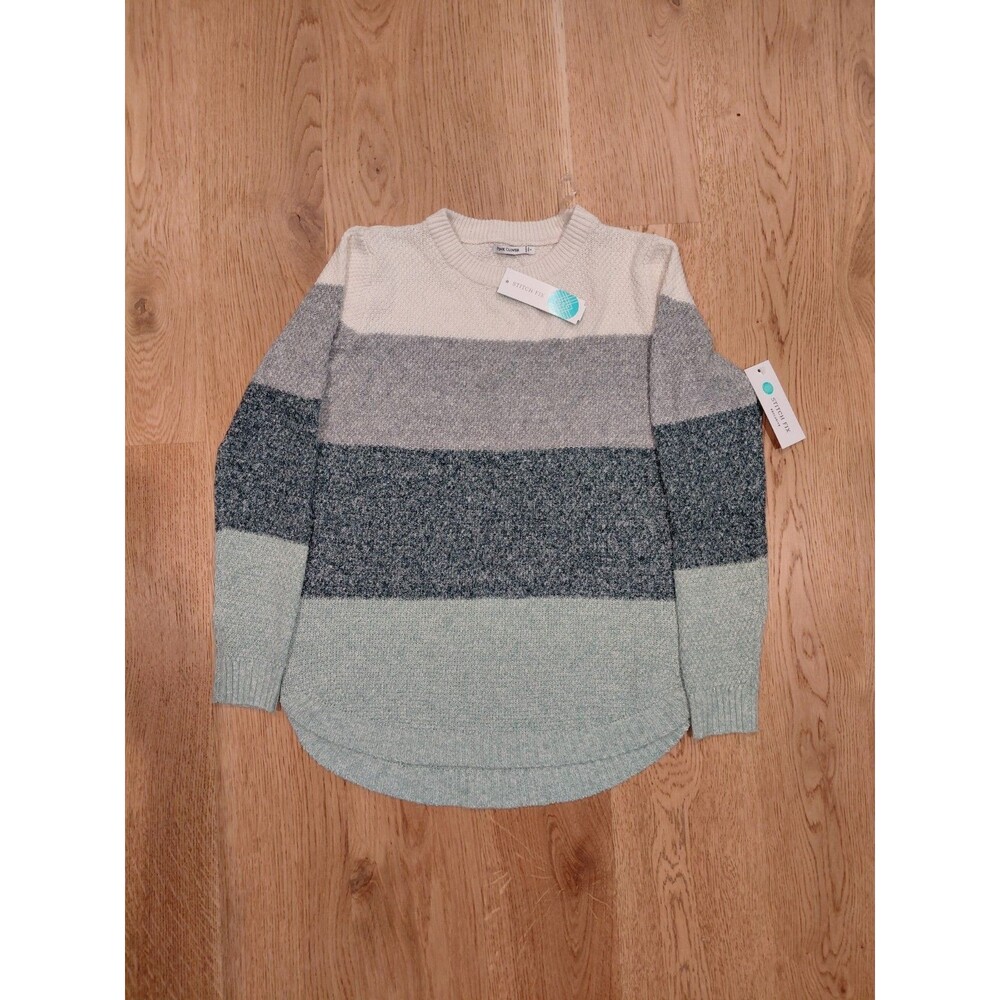NWT Pink Clover Women's Tri-Tone Crewneck Sweater Size Small